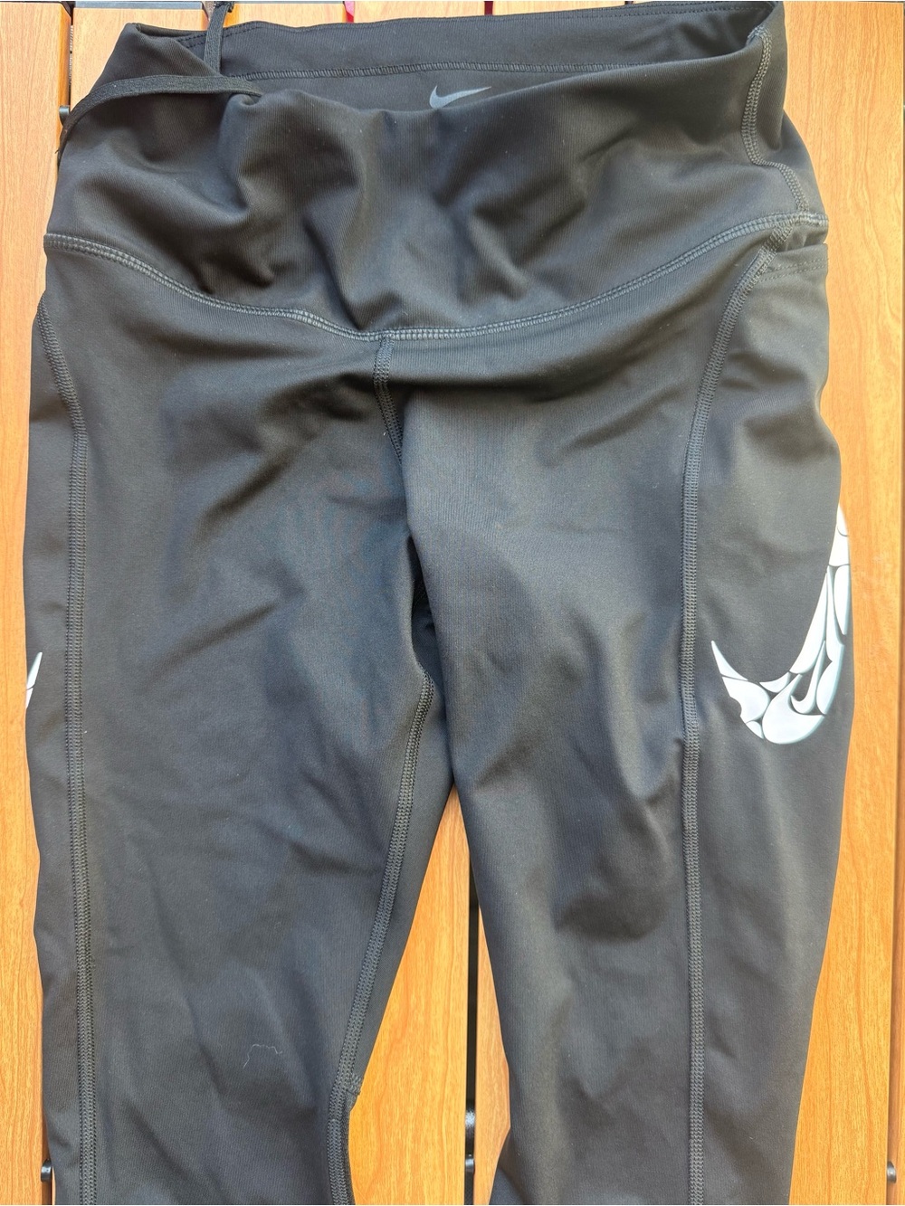 Nike Womens' Black Athletic Leggings with White Swoosh